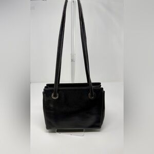 Celine Black Leather Logo Ring Shoulder Bag with COA- *RARE and Vintage*